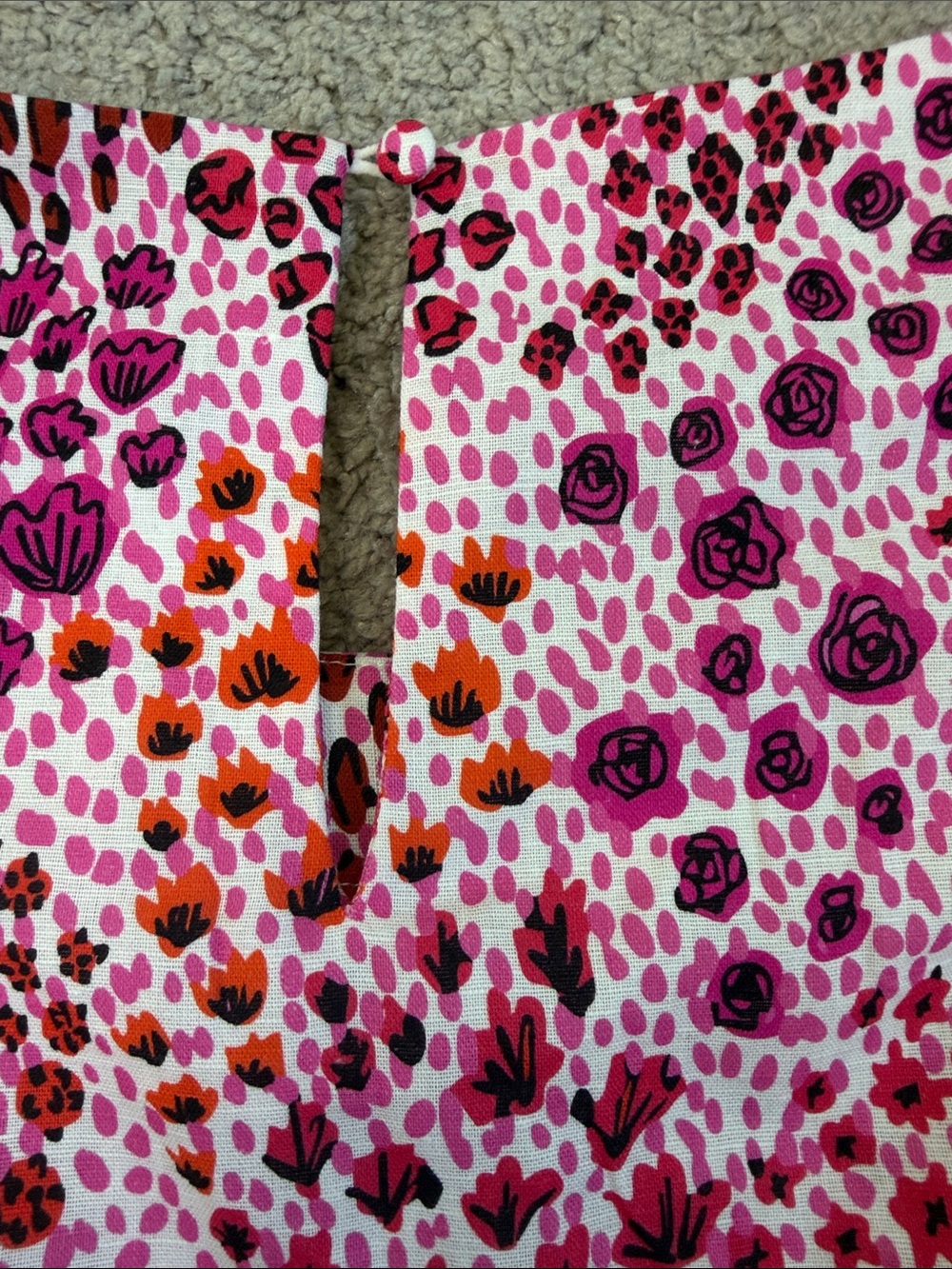 Lesley Evers Rachel Midi Shift Dress May Flowers Pink Floral Linen Tie-Waist XL - Picture 9 of 9
